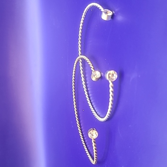 Silver and gold tone cuff bracelets with faux stone - Picture 5 of 5